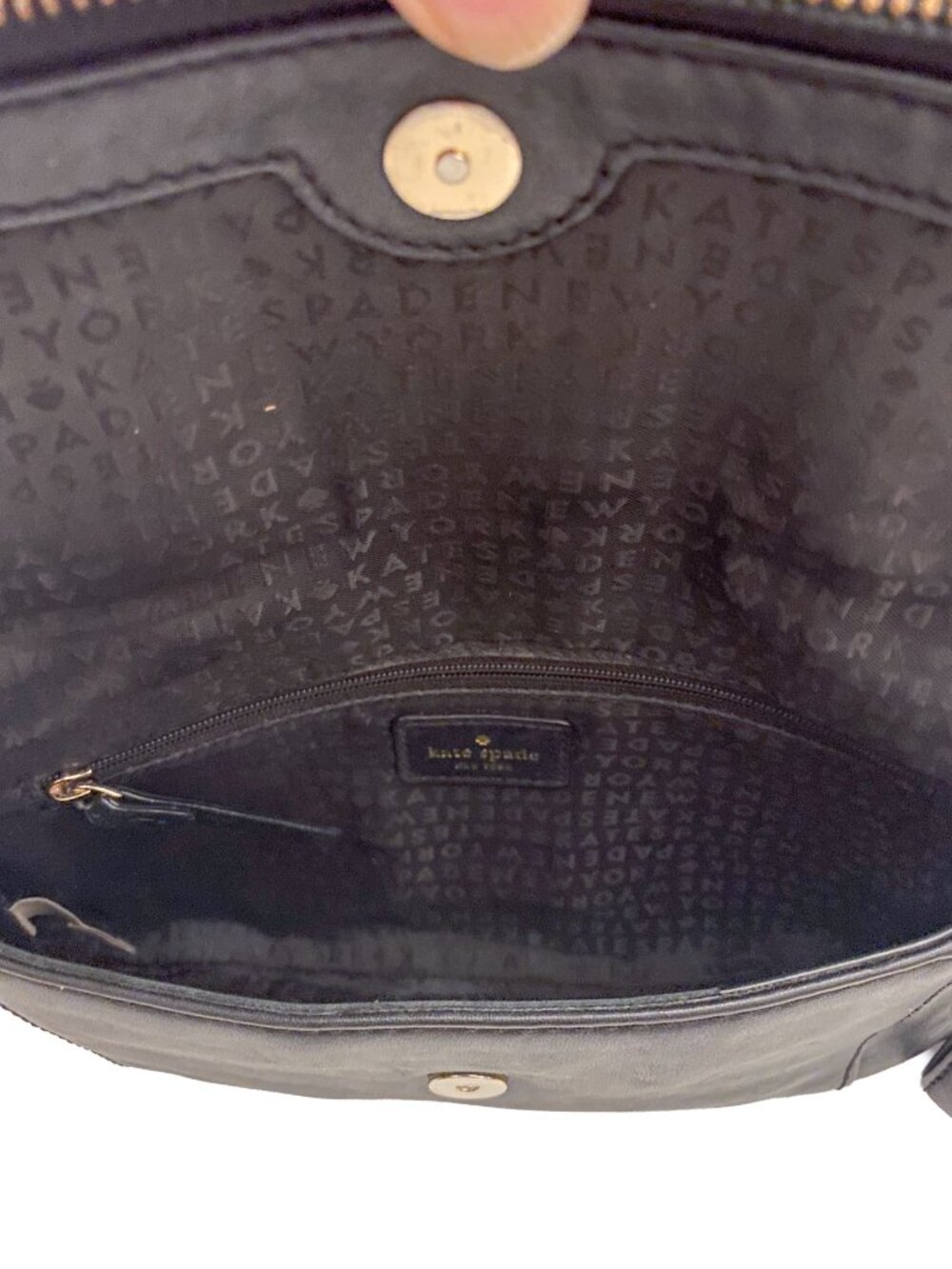 KATE SPADE Fremont Place Julian Black Leather Foldover Clutch or Crossbody Bag - Picture 4 of 9